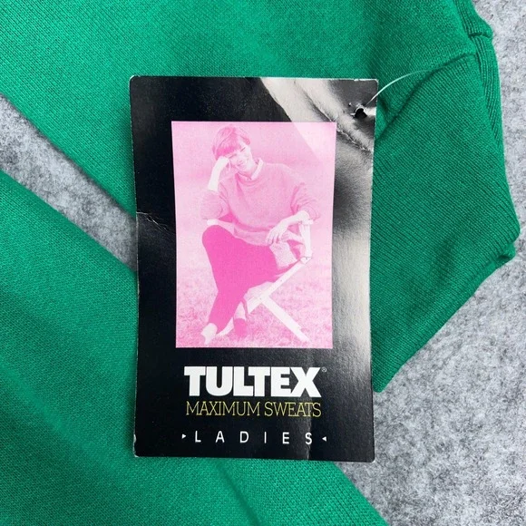 VTG Tultex Sweatshirt Womens Large Green Crewneck Pullover NOS Deadstock 90s USA - Picture 5 of 12